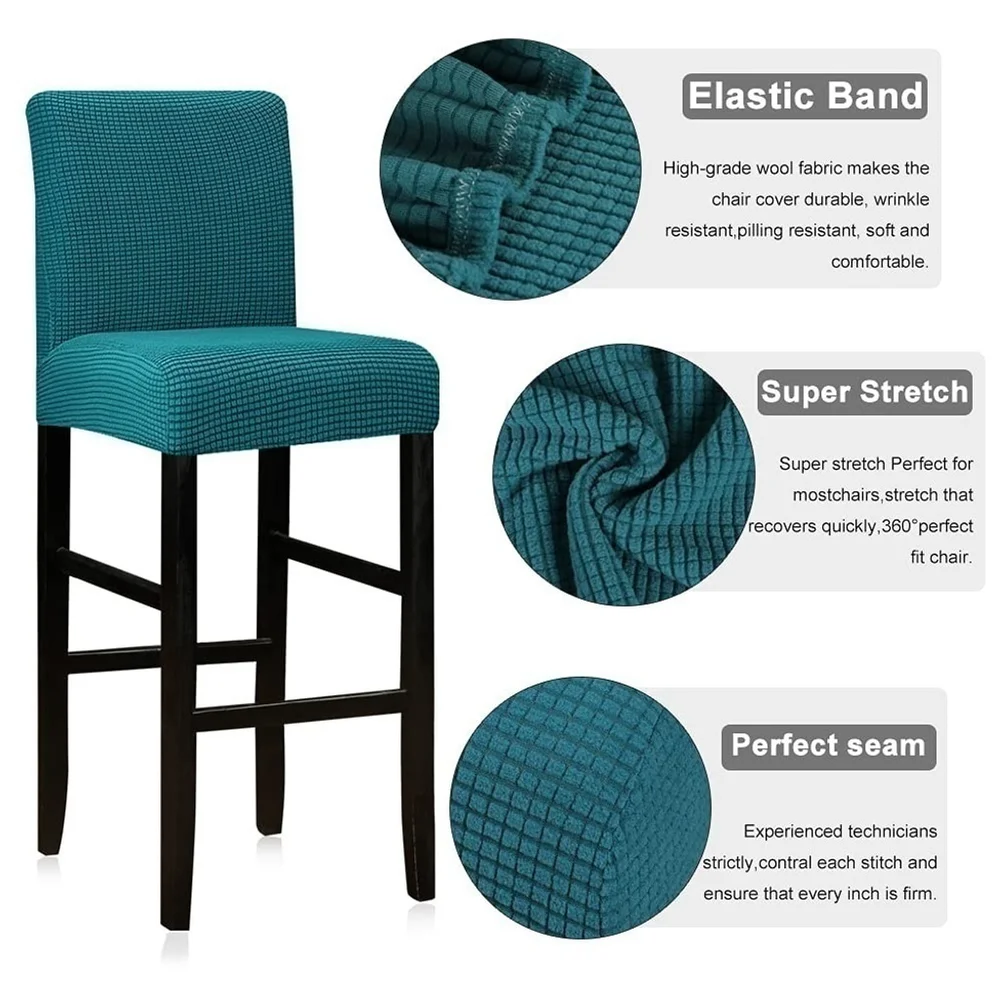LELLEN Reusable Pub Counter Stool Chair Covers Set of 2 (PeacockBlue)
